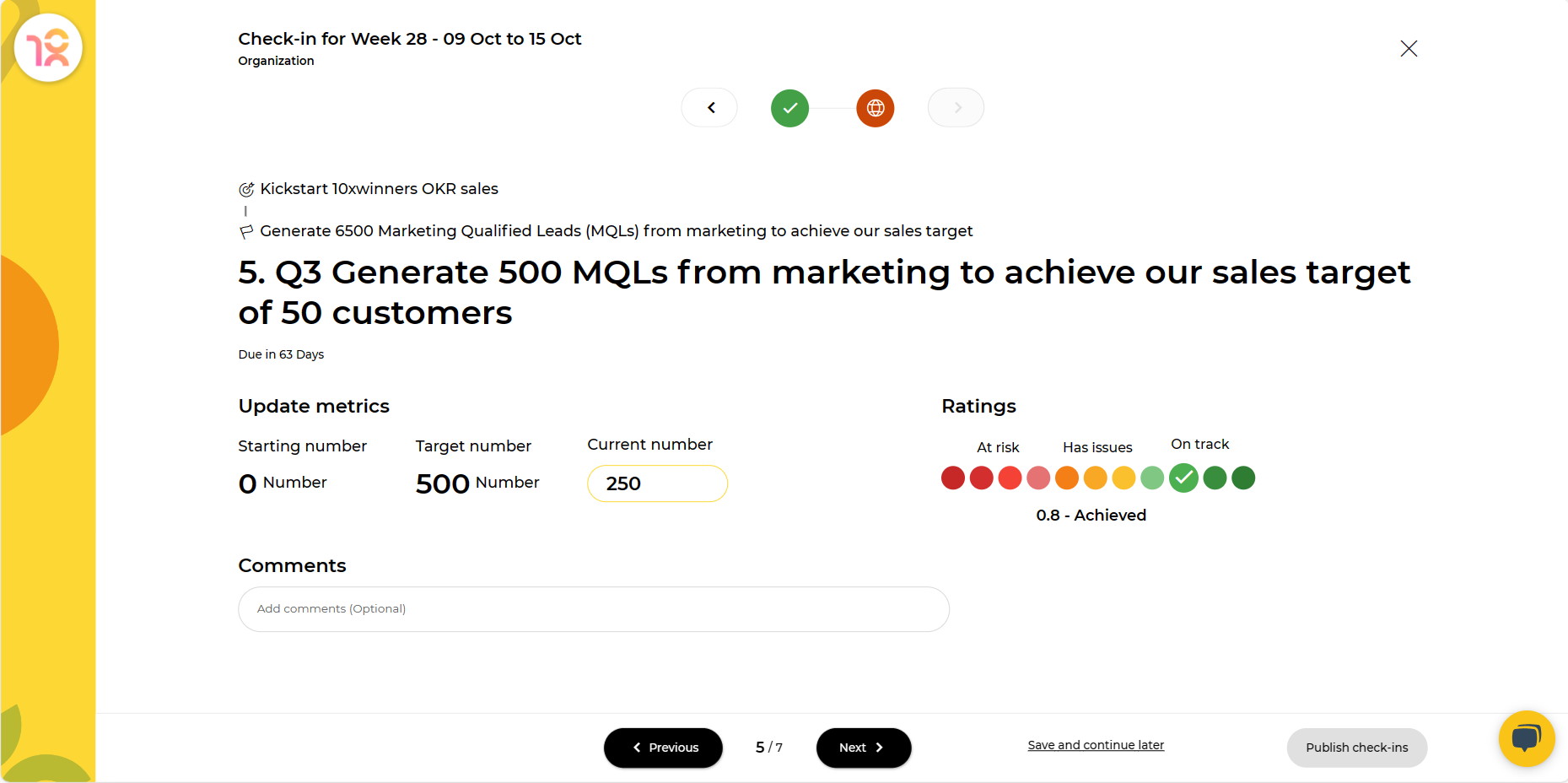 screenshot of 10xWinners OKR